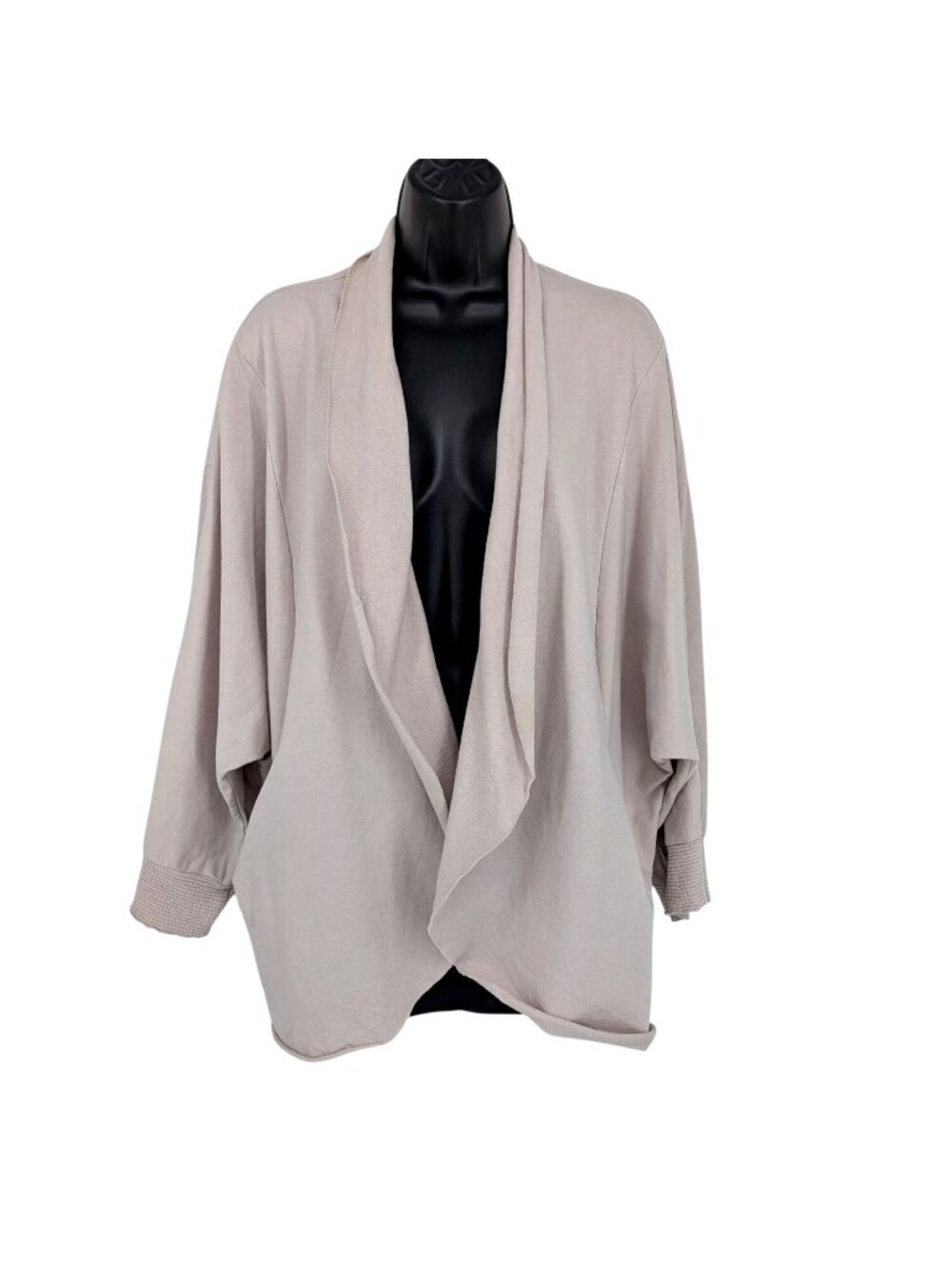 Venti6 Draped Open Front Cardigan Minimalist Neutral Relaxed Italy Made Large